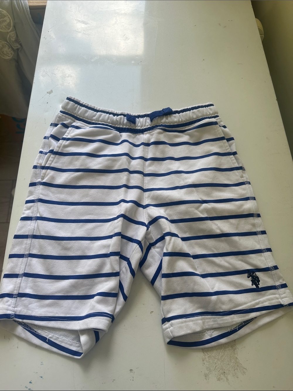 Polo by Ralph Lauren White with Navy Stripes Men’s Athletic Shorts